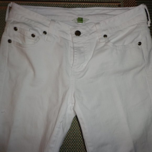 Garnet Hill Slim Stretch Jean 4P White Zip/Button Closure Straight Leg - Picture 5 of 11